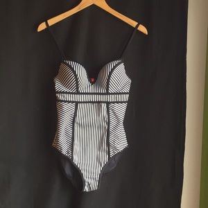 NWOT Spanx Striped Swim Suit